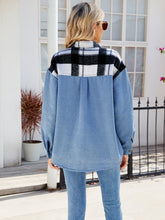Pocketed Plaid Snap Down Denim Jacket OutfitFlow